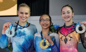 Morgan Hurd Gymnastics World Championship with other gymnasts