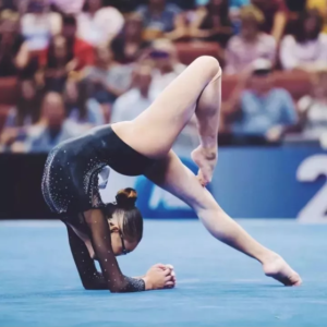 Morgan Hurd performing at gymnastics competition